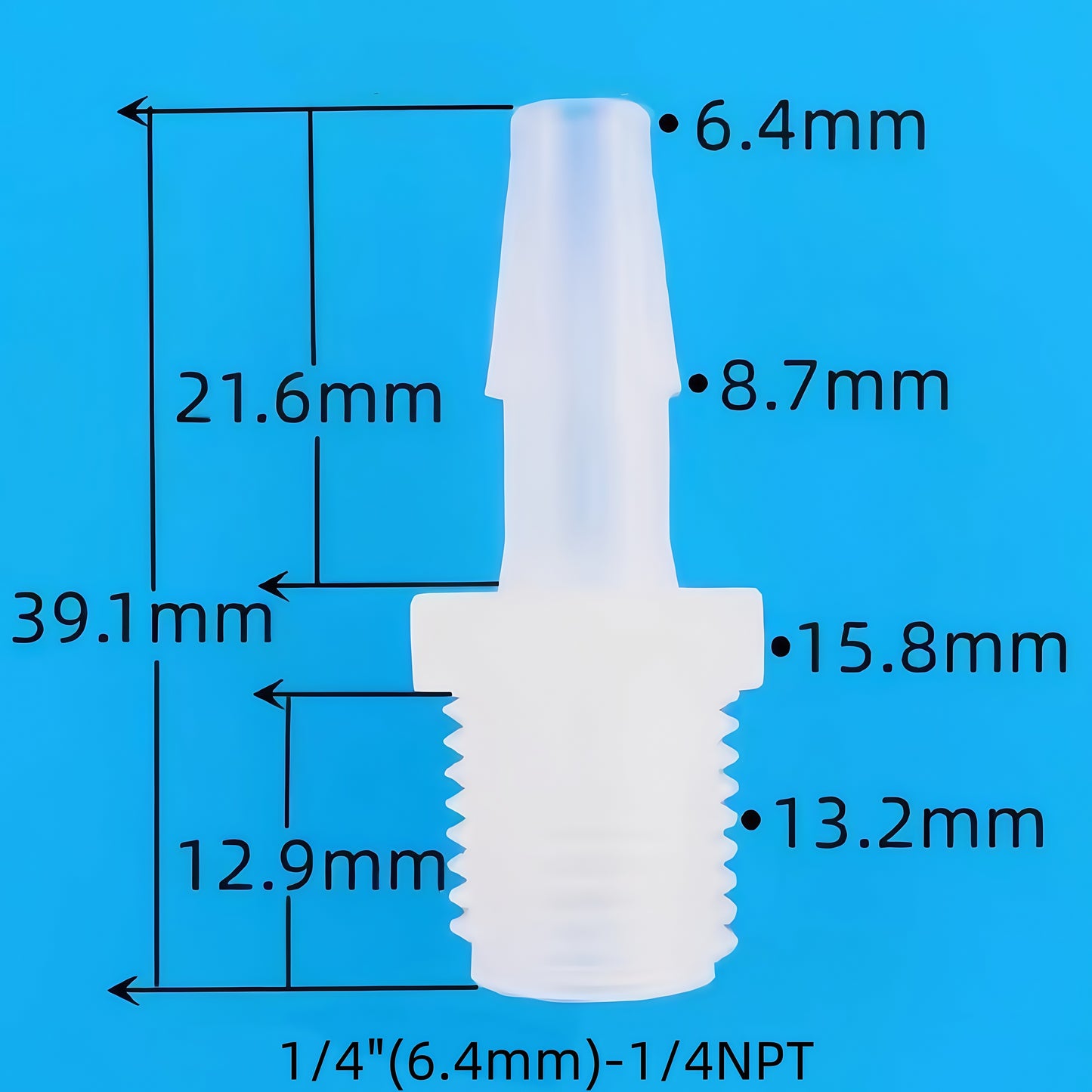 Plastic Threaded Barb Connector | Food-Grade PP 1/8NPT & 1/4NPT Male Thread Straight Pipe Fittings