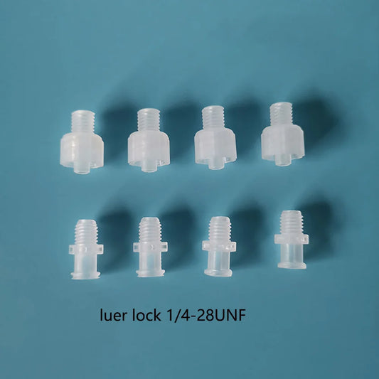 100/pk Thread Luer Connectors, Luer to Thread Adpater with Male Thread UNF 1/4-28