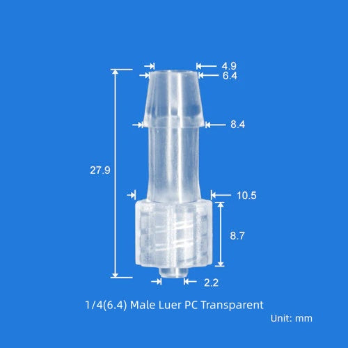 Male / Female Luer Lock to Barbed Adapter Connector for Flexible Tube Connection, PC