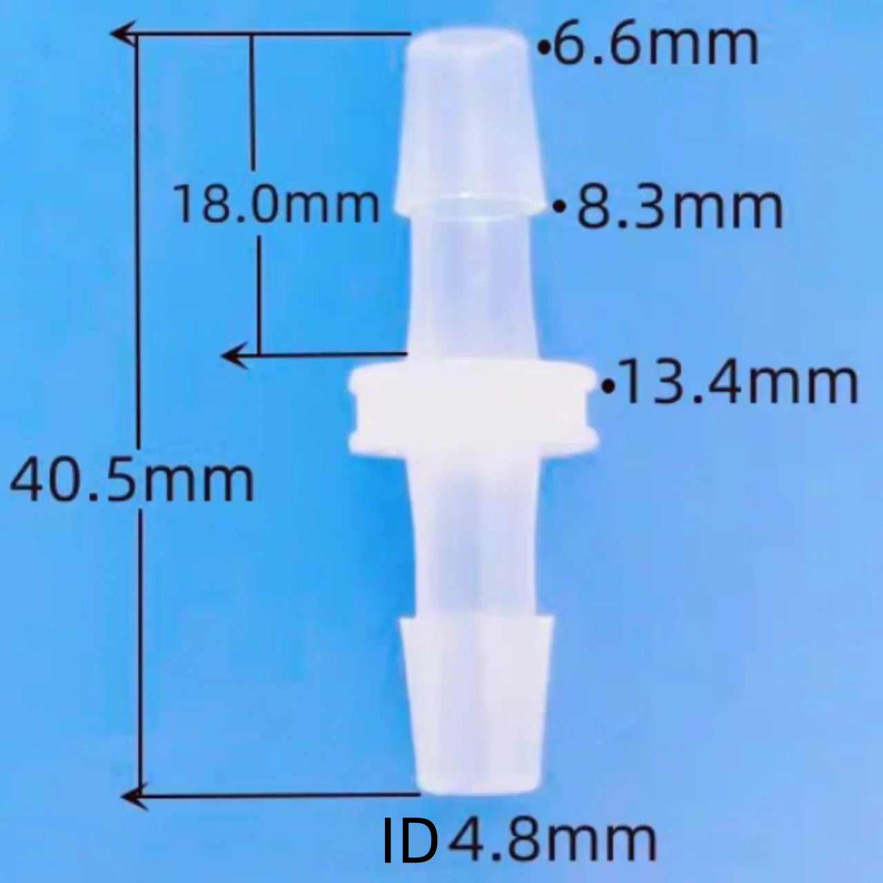 100 pk Barb Adapter 1/4 ,Plastic, PP, Barb Hose Fittings