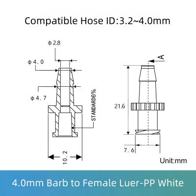 Colorful Luer to Barbed Fittings Luer Lock Barb Tubing Connector Hose 1/16 to 1/4 etc ,PP