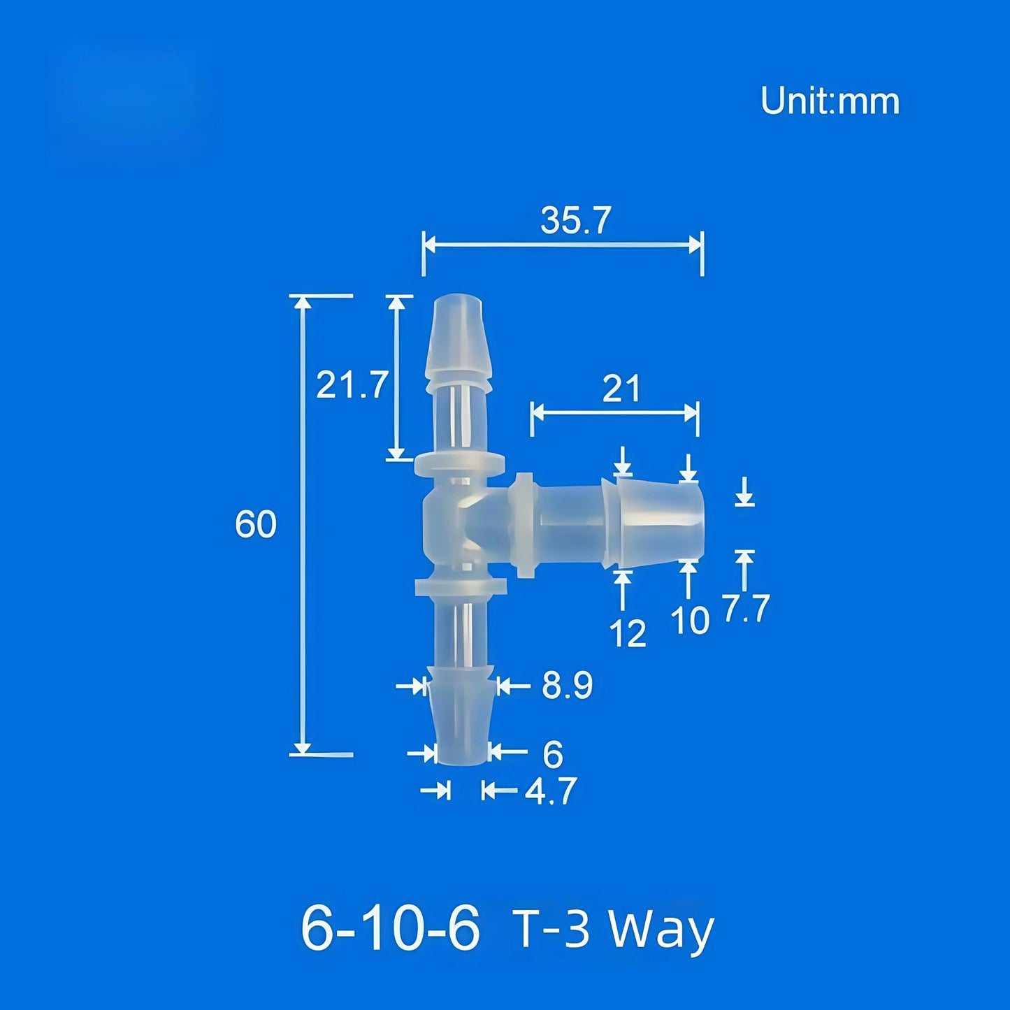 100pcs Barb Tee Reducing Adapter, 3-Way Barb Reducer Fittings, Plastic Hose Connectors
