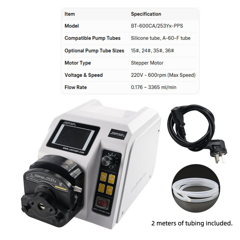 BT-600CA Intelligent Peristaltic Pump with 253Yx-PPS Pump Head, 220V 600RPM, Flow Rate 0.176-3365mL/min