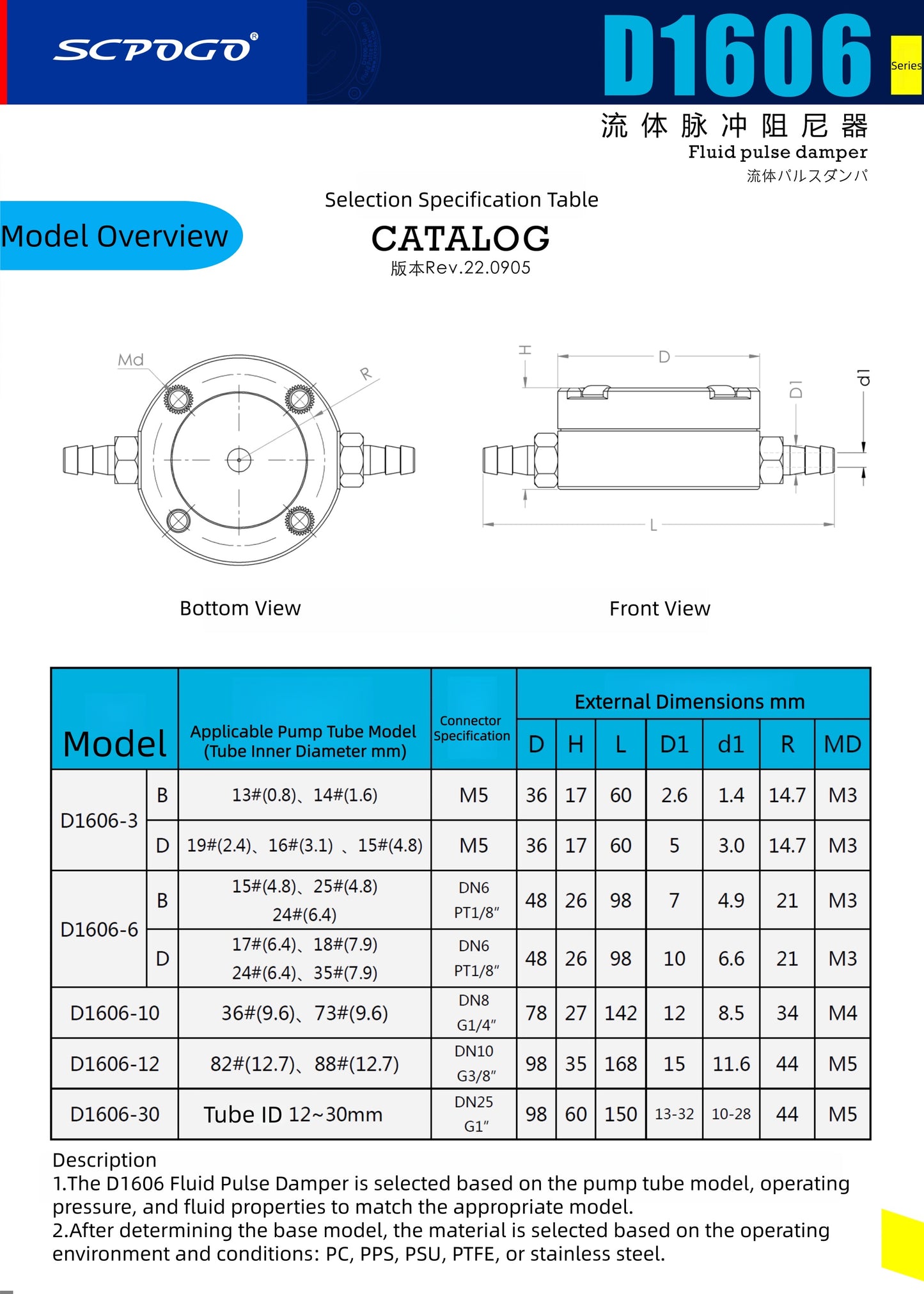 Silicone Buffer Film Gasket for D1606-6 Series-Fluid Pulse Damper