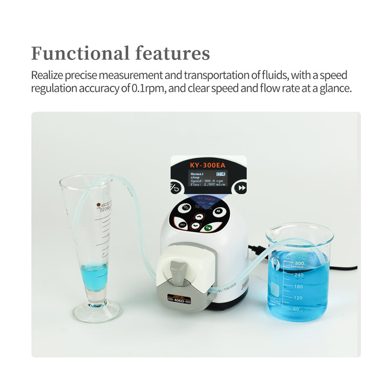 KY-300 Two 2 Channel Peristaltic Pump,Variable Speed Stepper Motor Long Life Precision Pumping Speed Resolution 0.1 rpm