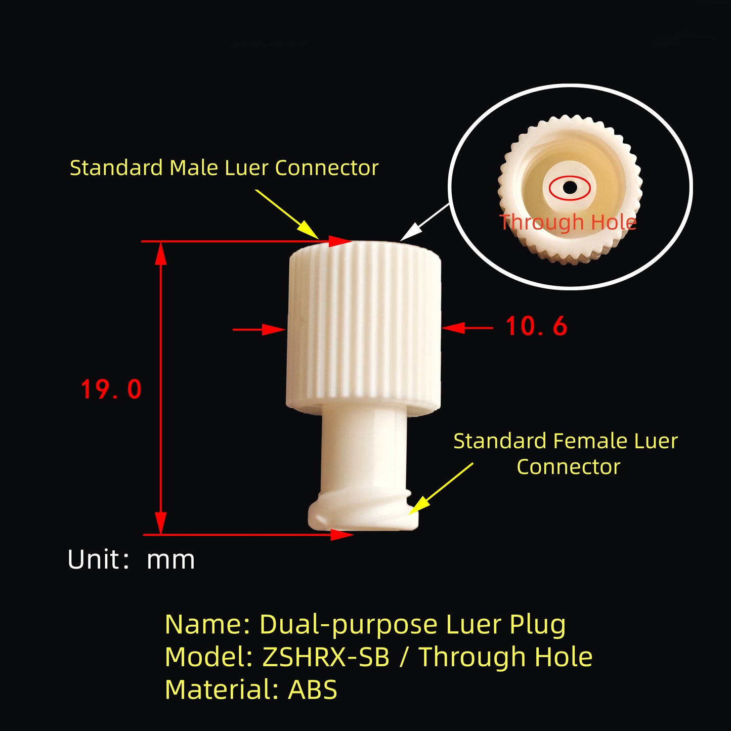 Luer Lock Plug ZSHRX-SB Stopper Cap Standard Luer Lock Fitting Sterile Non-Sterile Medical Pharmaceutical
