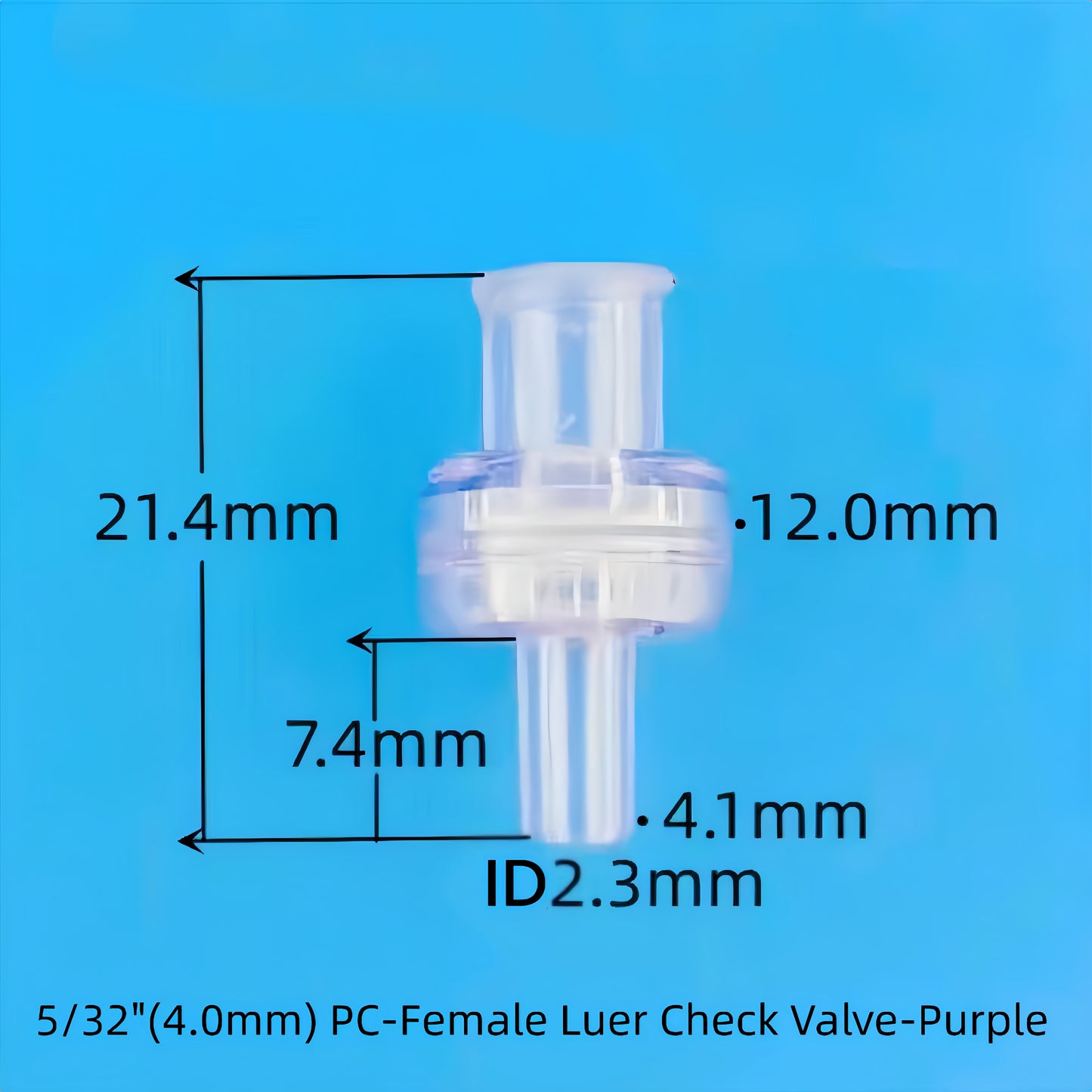 Straight Port Female Luer One-Way Check Valve for Medical Fluid Systems – Medical-Grade PC, Leak-Proof