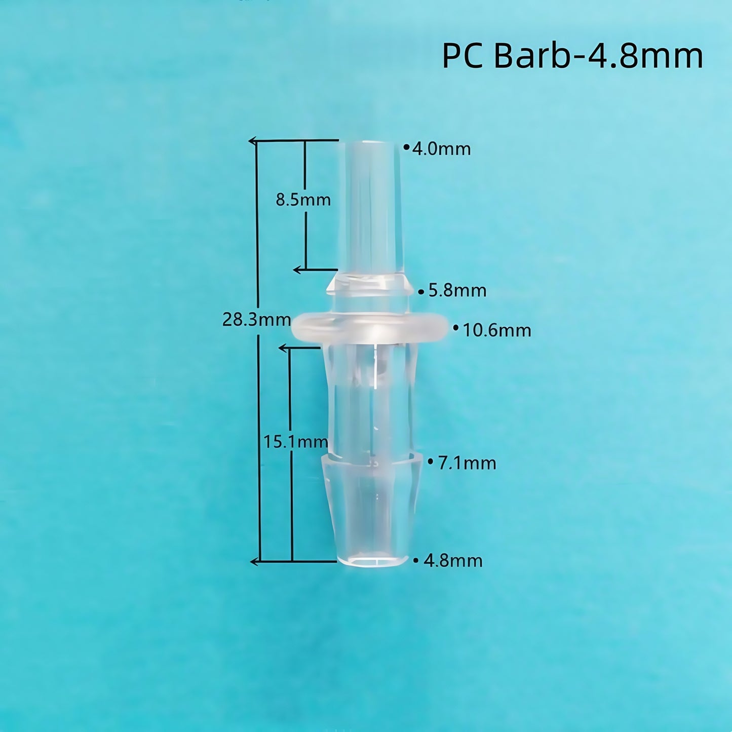 Male Luer Slip to Barb Connector Polycarbonate for Laboratory Biochemical/Analytical Instruments, Food Machinery and Aquarium Equipment.