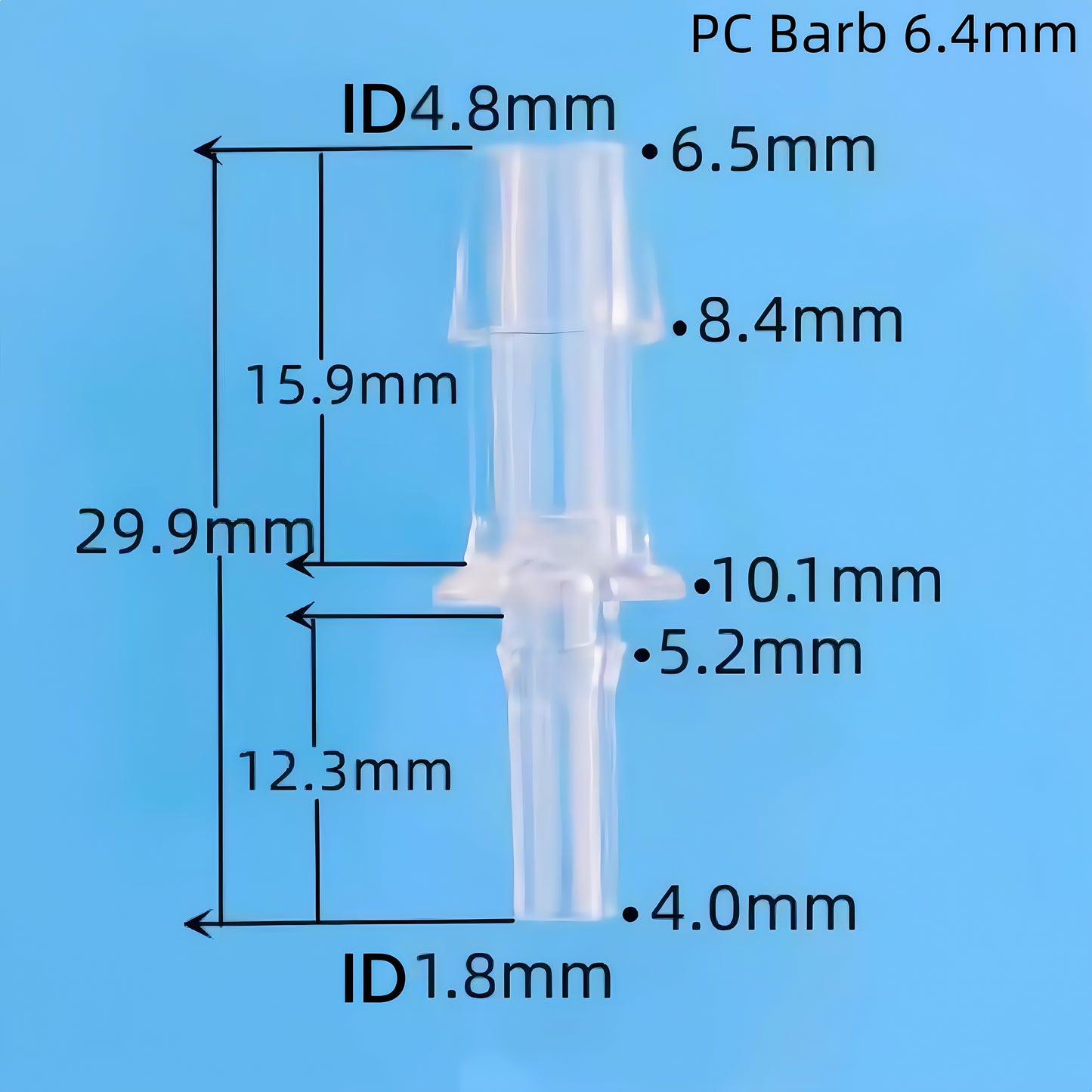 Polycarbonate Male Luer Slip to Barb Connector – Secure Tubing Connector for Lab, Food, and Aquarium Applications