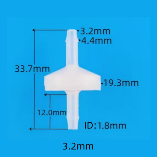 3.2mm Plastic One-Way Check Valve Barb Fitting Dimensions Water Gas Liquid Non-Return Valve