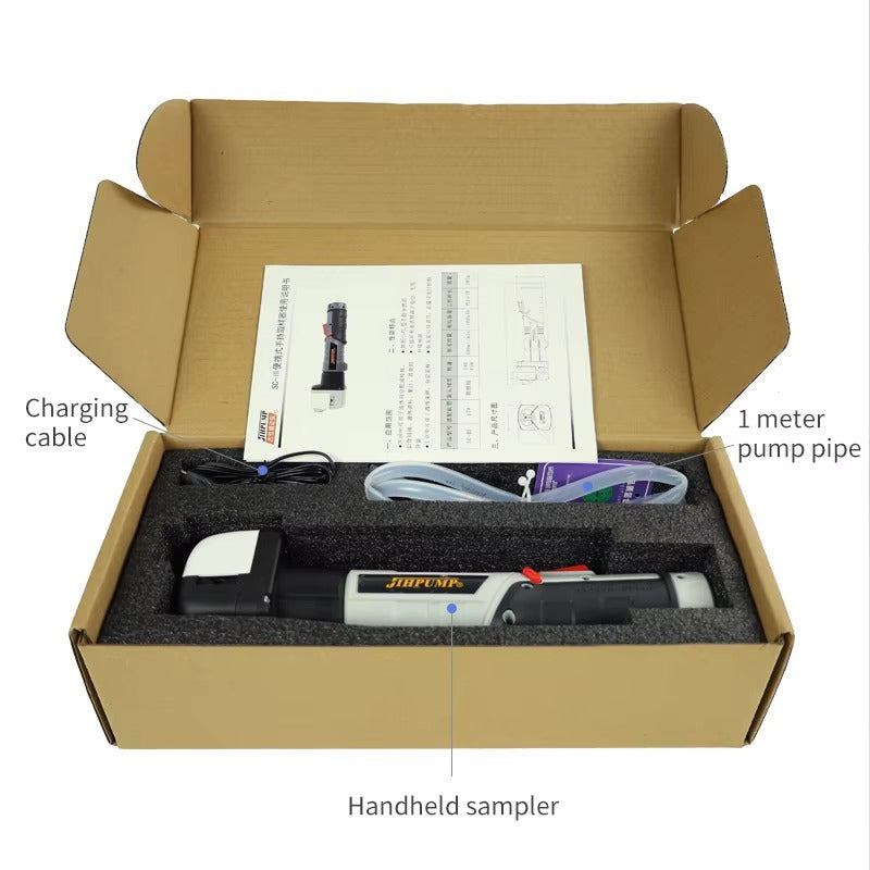 SC-III Handheld Liquid Sampler Package Contents – Pump Unit, Charging Cable, Silicone Tubing and Accessories