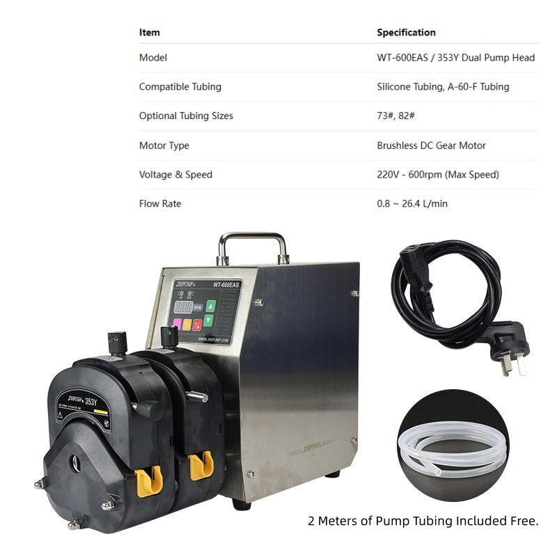 WT-600EAS/353Y Industrial Peristaltic Pump – 13.2L/min High Flow Precision Fluid Transfer