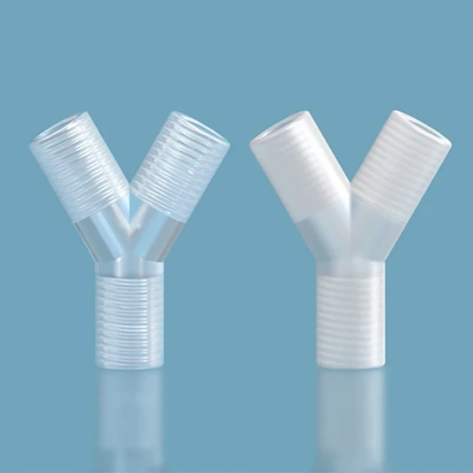 Y Three Way Thread Connector with Female Thread UNF 1/4-28, PP, PTFE Options