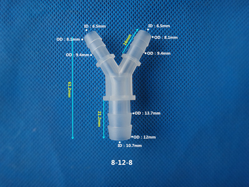 Plastic Y-type Reducing Three Port Way Barbed Fittings 4mm -12mm
