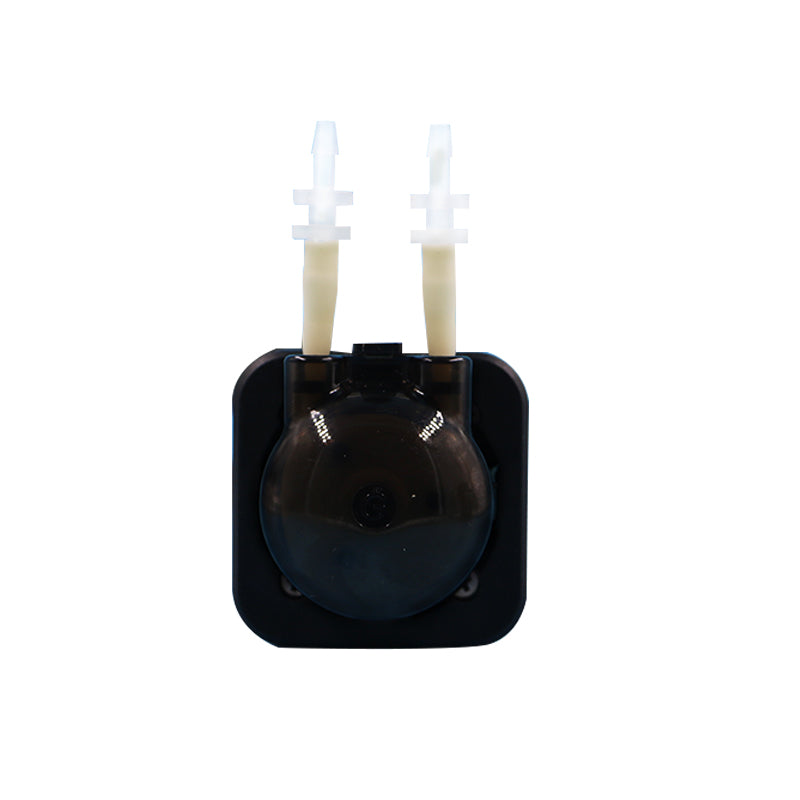 BPG Peristaltic Pump head close-up top view with dual silicone tube outlets, self-priming pump head for accurate low-volume liquid metering