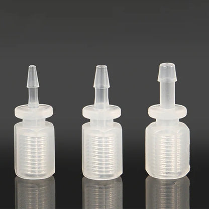 1/16 1/8 Barb-to-Female 1/4-28unf Threaded Tube Connector, Food Grade PP /PTFE, MOQ30pcs