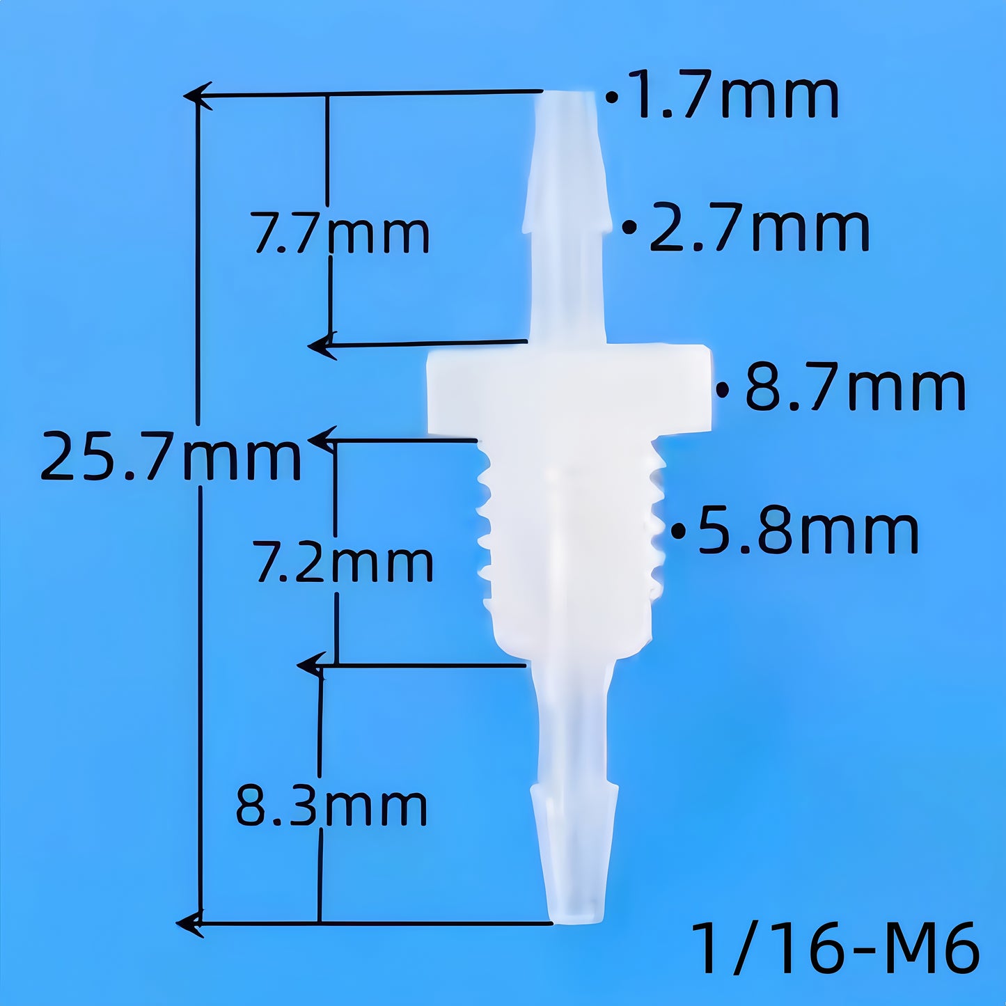 Barbed Bulkhead Hose Fitting — Panel-Mount Barbed Connector-Data Sheet (Food-Grade PP)