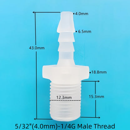 1/4G Male Thread Barbed Connector for Medical and Food Applications, Food-Grade PP, Leak-Free and Durable