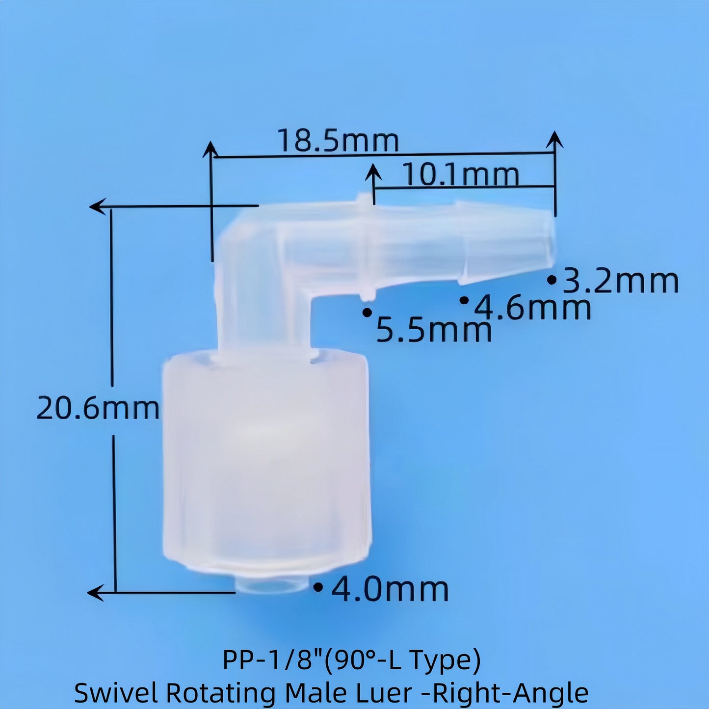 Movable Male Luer Lock Connector — PP Straight & Right-Angle (Rotating Swivel)