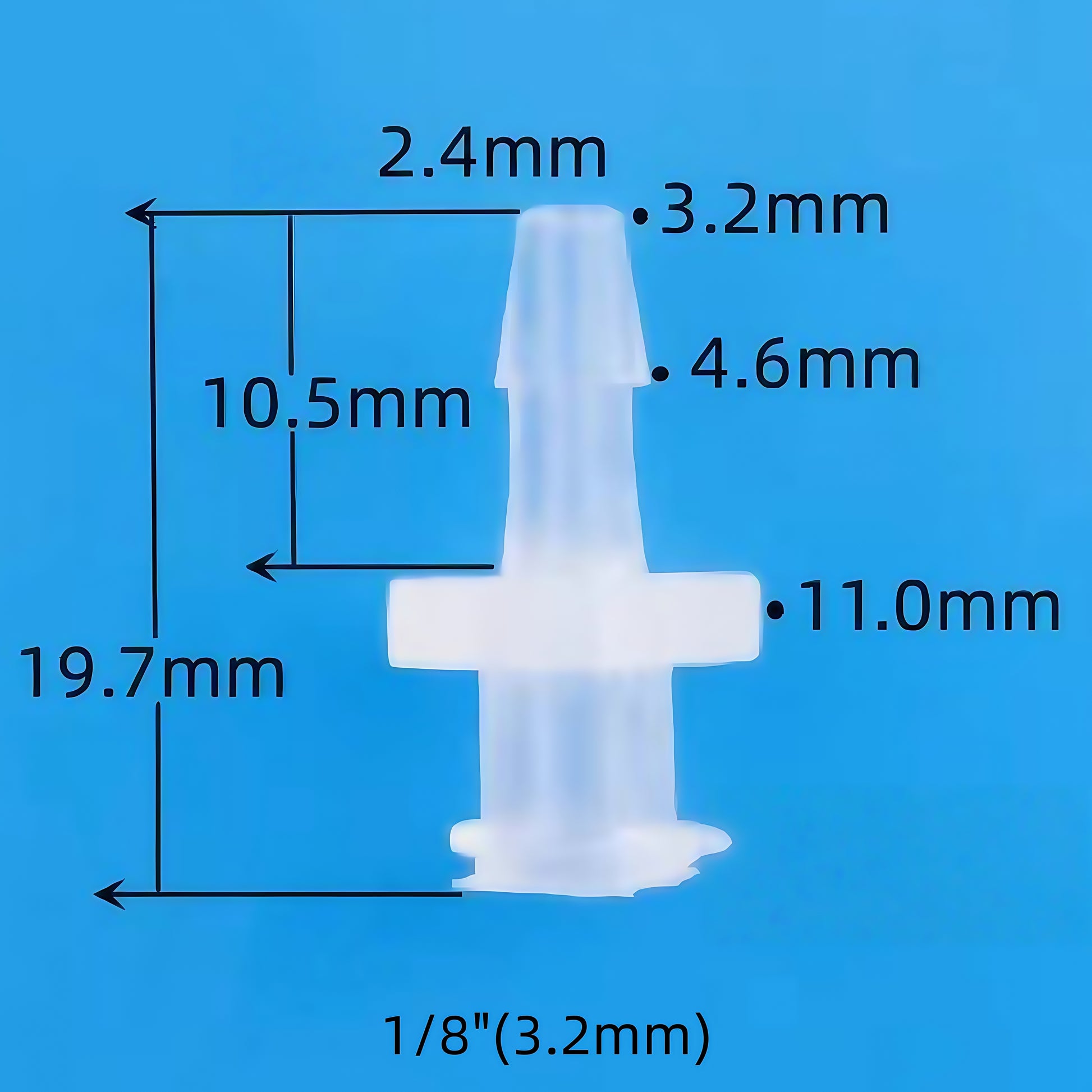 Female Luer Lock Plastic Hose Barb Connector 1/8 inch 3.2mm Natural Translucent PP Medical Laboratory Fluid Fitting

