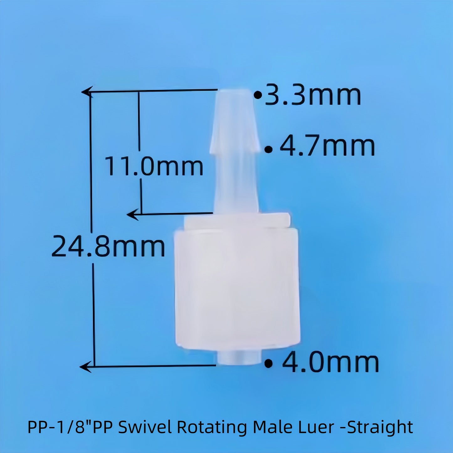 Movable Male Luer Lock Connector — PP Straight & Right-Angle (Rotating Swivel)