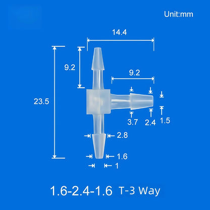 100pcs Barb Tee Reducing Adapter, 3-Way Barb Reducer Fittings, Plastic Hose Connectors