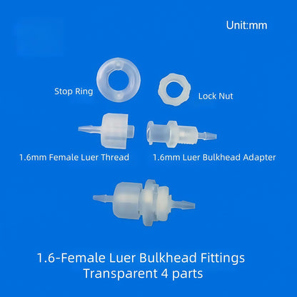 10 /pk Luer Bulkhead Panel Connector PP Food grade Plastic Panel Mounting Tube Connector