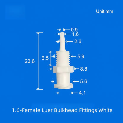 10 /pk Luer Bulkhead Panel Connector PP Food grade Plastic Panel Mounting Tube Connector