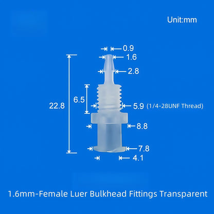 10 /pk Luer Bulkhead Panel Connector PP Food grade Plastic Panel Mounting Tube Connector