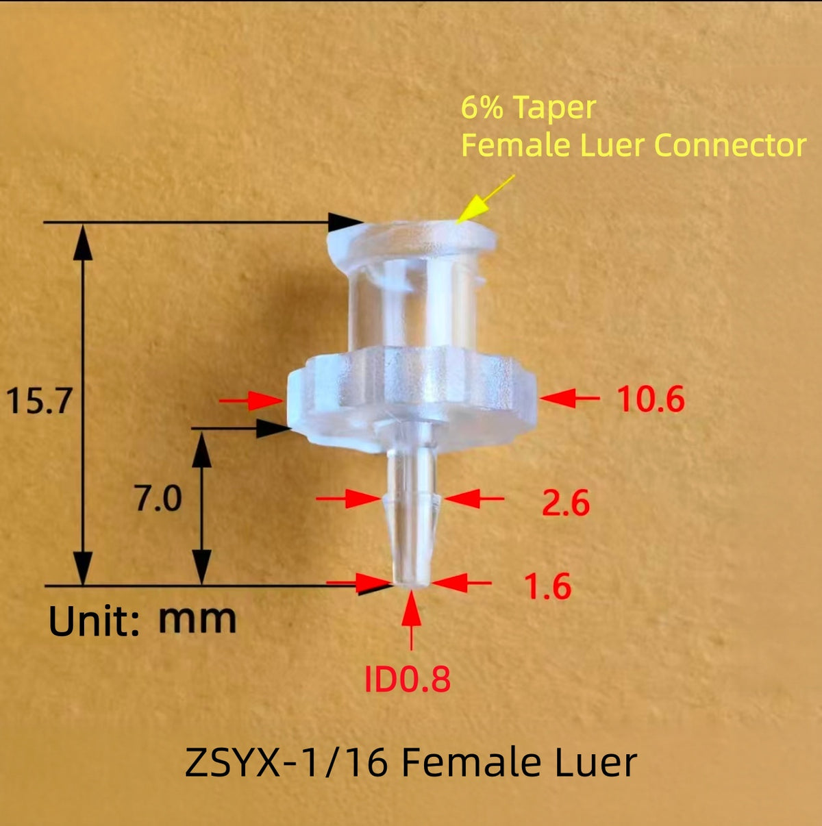  PC Female Luer Lock to Barb Connector 