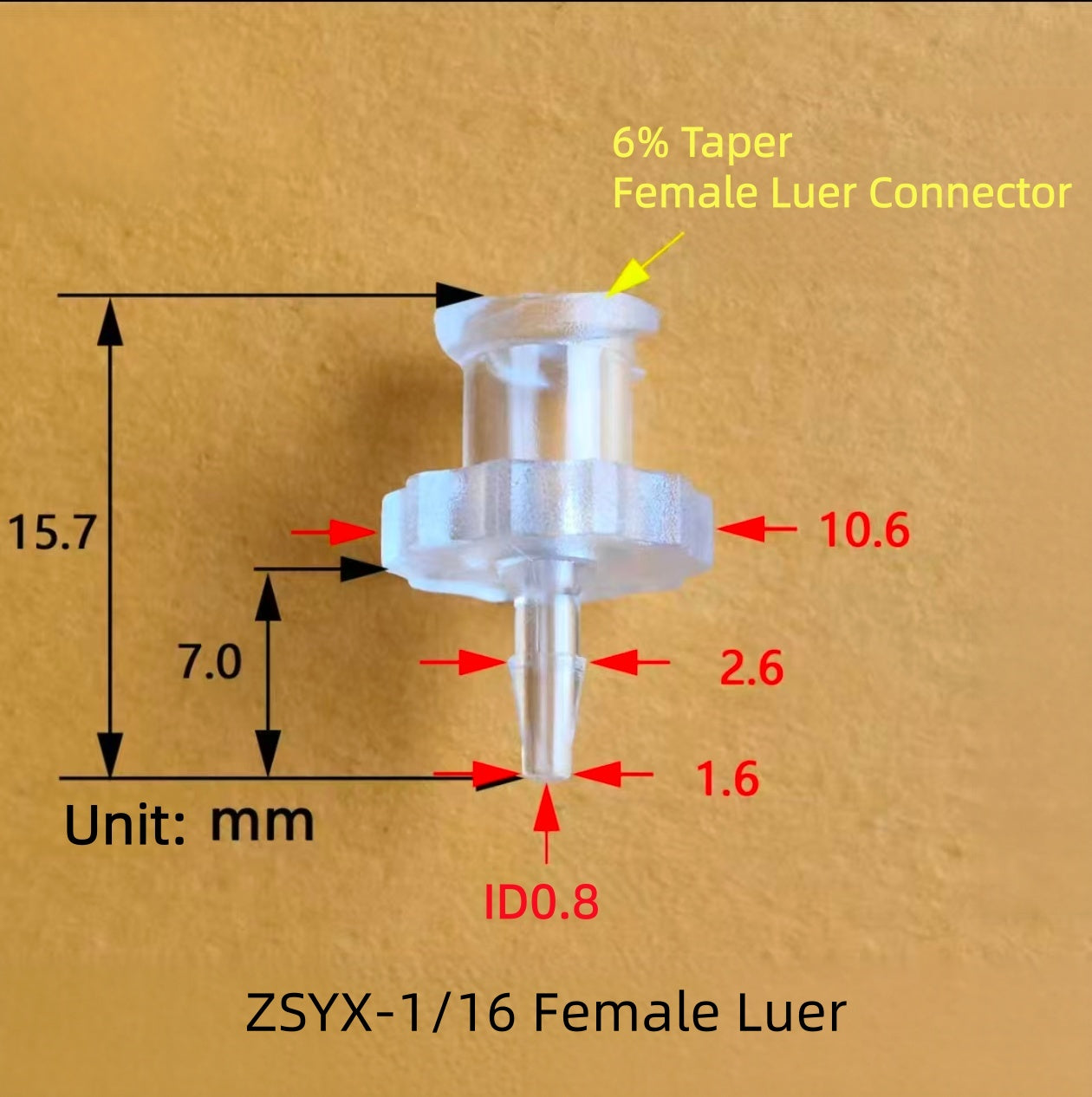  PC Female Luer Lock to Barb Connector 