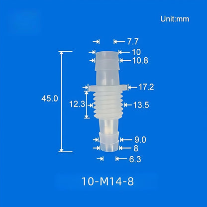 100/PK Bulkhead Tubing Fittings with Barb Thread Plumbing Irrigation Systems 5.6-12MM