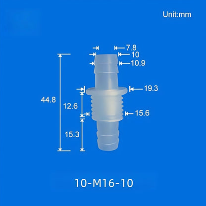 100/PK Bulkhead Tubing Fittings with Barb Thread Plumbing Irrigation Systems 5.6-12MM