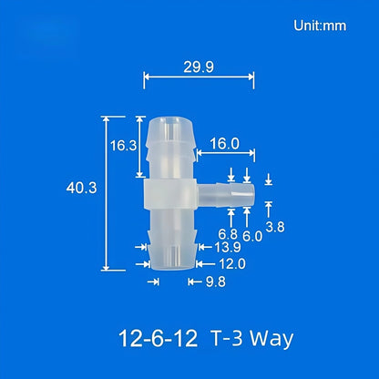 100 pk  Barb Tee 3-Way Adapter, Reducing Tee Hose Connectors, Plastic