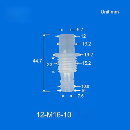 100/PK Bulkhead Tubing Fittings with Barb Thread Plumbing Irrigation Systems 5.6-12MM