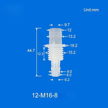100/PK Bulkhead Tubing Fittings with Barb Thread Plumbing Irrigation Systems 5.6-12MM