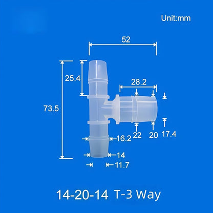 100 pk  Barb Tee 3-Way Adapter, Reducing Tee Hose Connectors, Plastic