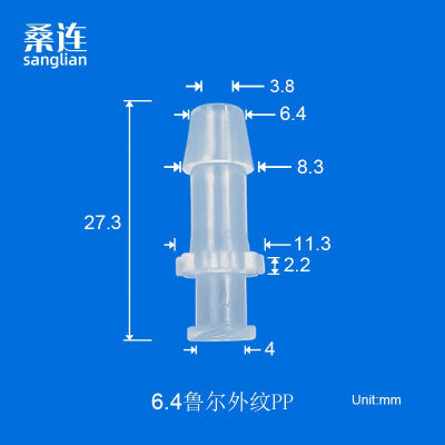 Food Grade PP Male Luer Lock Fittings,Female Luer Connectors 1/16 1/8 5/32 1/4