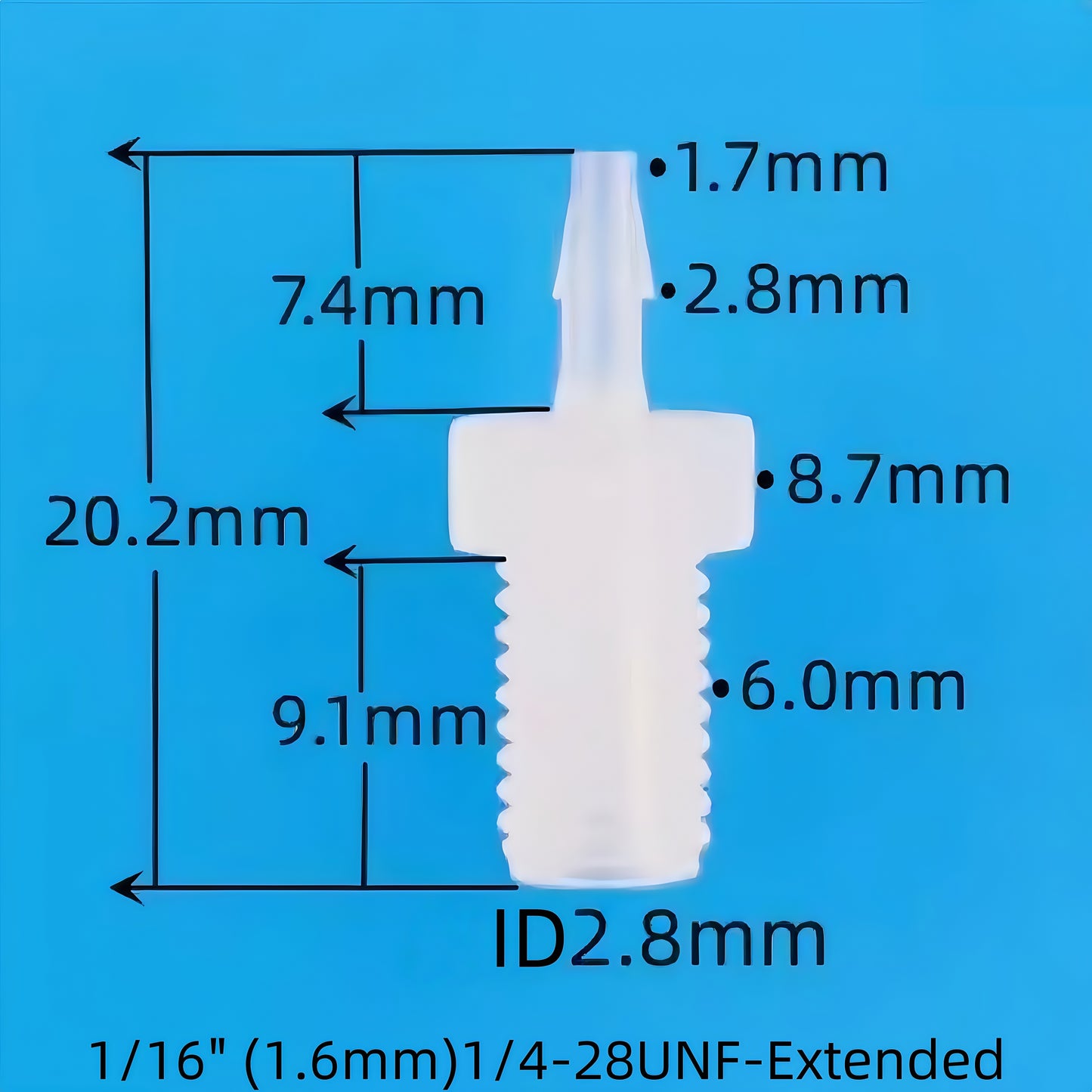 1/4-28 UNF Male Threaded Straight Hose Barb Connector