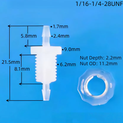 Barbed Bulkhead Hose Fitting — Panel-Mount Barbed Connector-Data Sheet (Food-Grade PP)