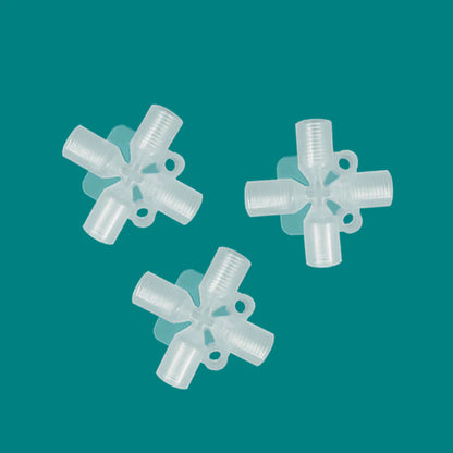 Adaptador de conector de tubo cruzado de cuatro vías PP PTFE hembra 1/4-28unf