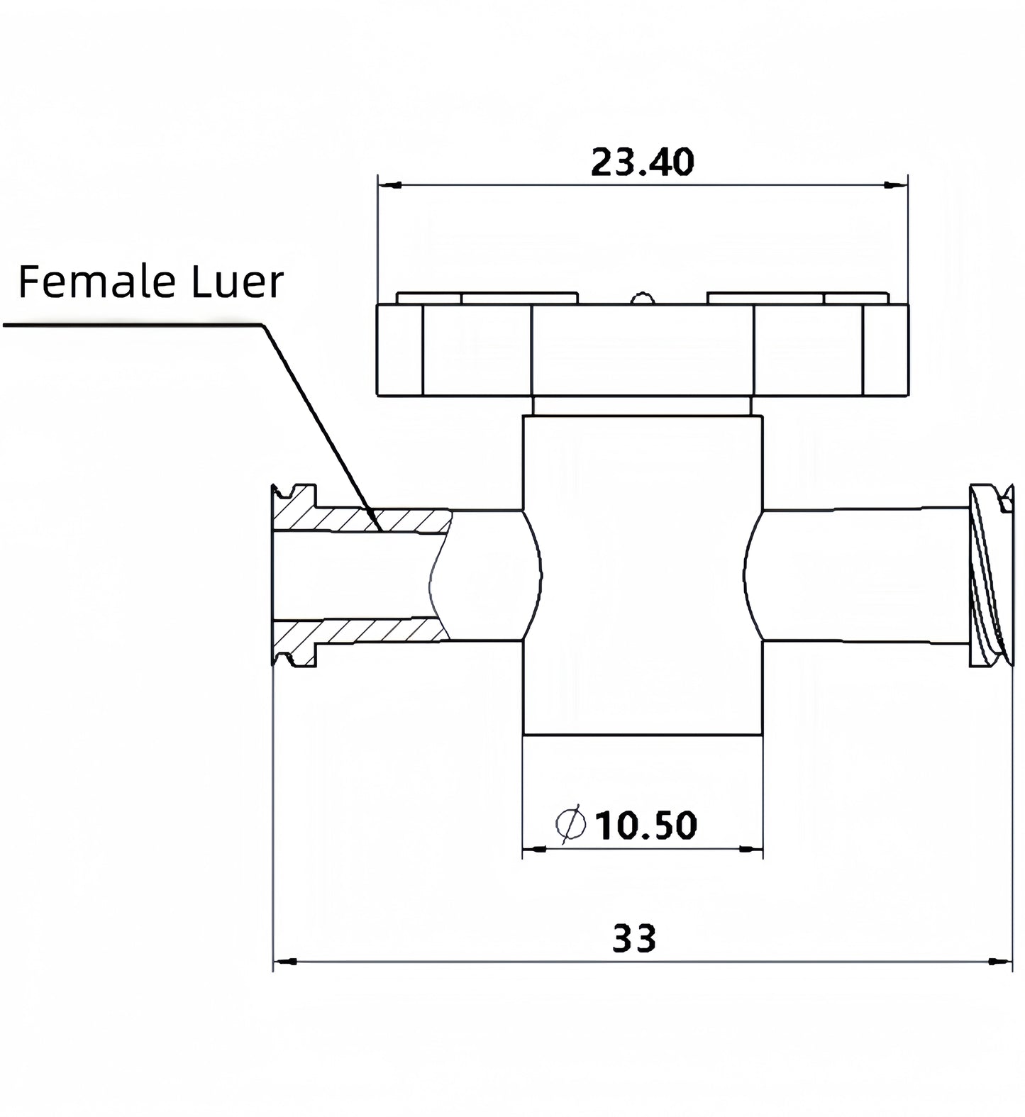 2-Way Luer Stopcock, Dual Female Luer Lock, Medical-Grade PP, 10/pk