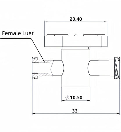 2-Way Luer Stopcock, Dual Female Luer Lock, Medical-Grade PP, 10/pk