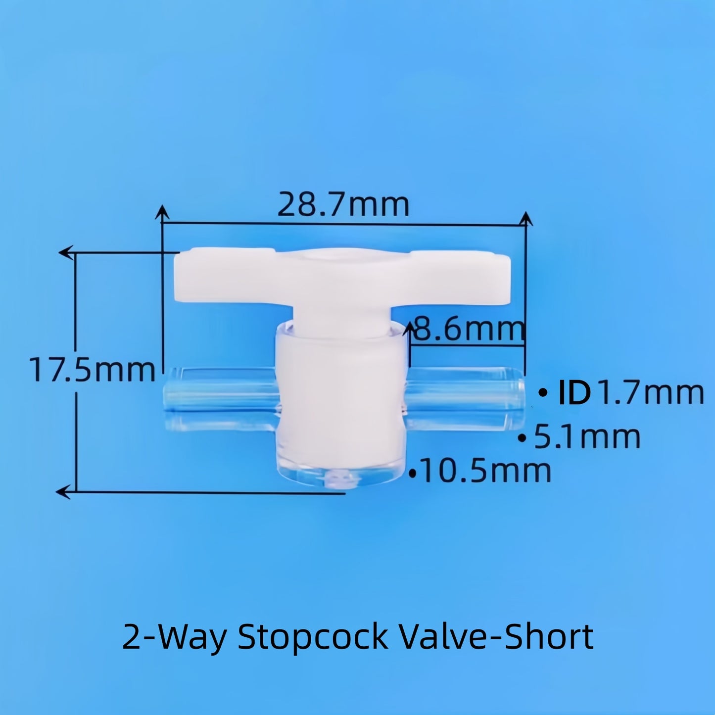 2-Way Slip Stopcock Valve-Short for Medical Labs -Plastic, Leak-Proof