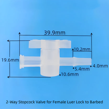 2-Way Stopcock for Female Luer Lock to Barbed: Medical Polypropylene Valve for Precise Fluid Control