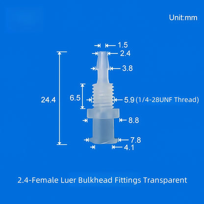 10 /pk Luer Bulkhead Panel Connector PP Food grade Plastic Panel Mounting Tube Connector