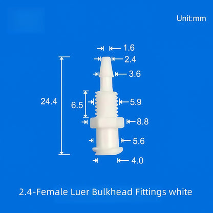 10 /pk Luer Bulkhead Panel Connector PP Food grade Plastic Panel Mounting Tube Connector