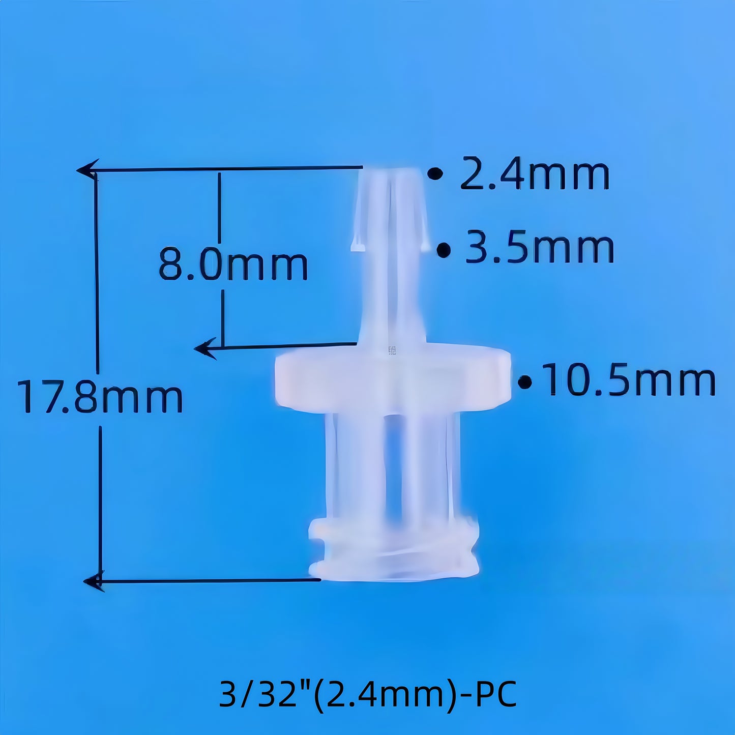 PC Female Luer Lock to Barb Fitting, Medical Hose Connector— Leak-Proof, Low-Pressure