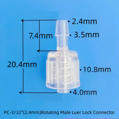 Rotating Male Luer Lock Connector, PC Slip Type, Movable Swivel Fitting for Fluid and Medical Tubing