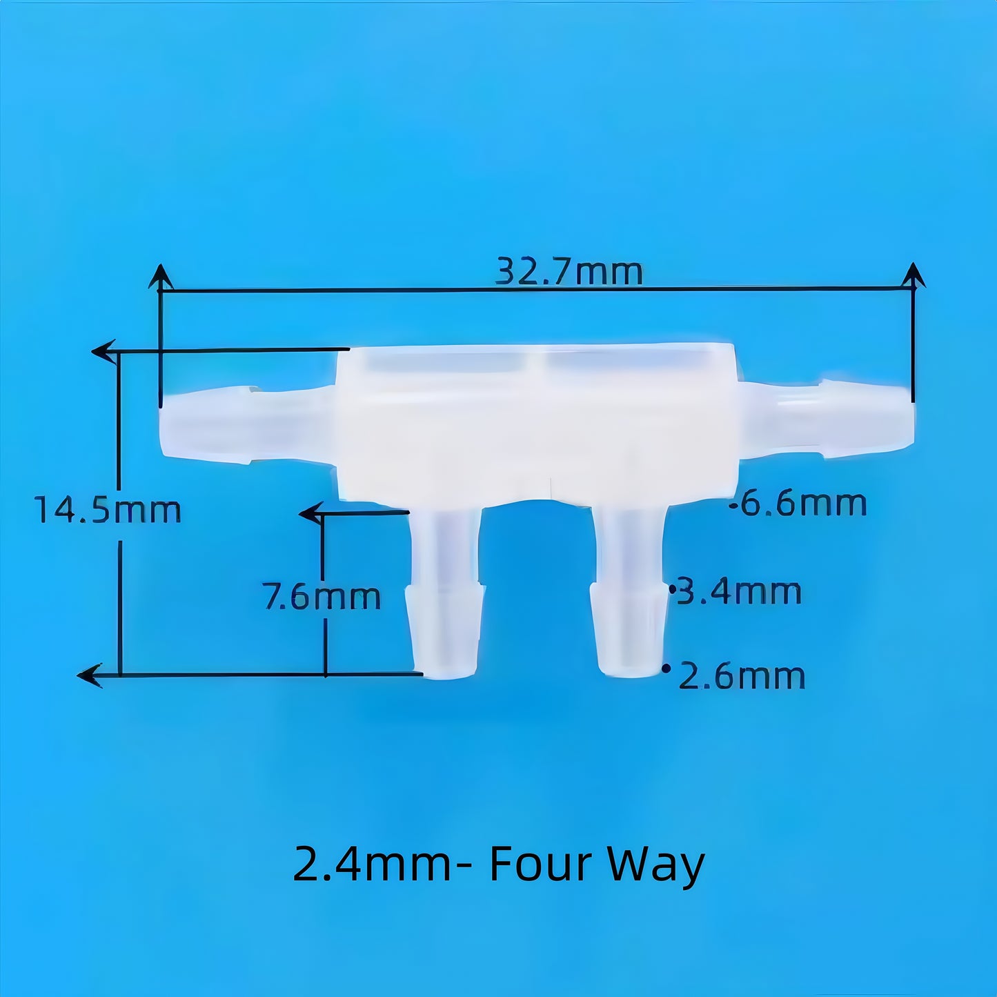TT Shaped Double Branch Tee Plastic Hose Barb 4 Ways Tubing Fitting